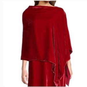 Eileen Fisher Deep Red Velvet Wrap Scarf